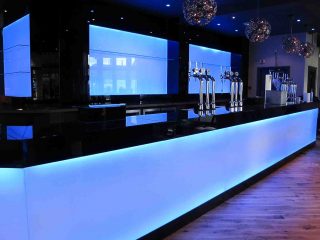 Illuminated Blue LED Glass Splashback