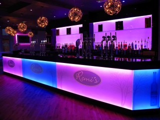 Illuminated glass bar pink & blue