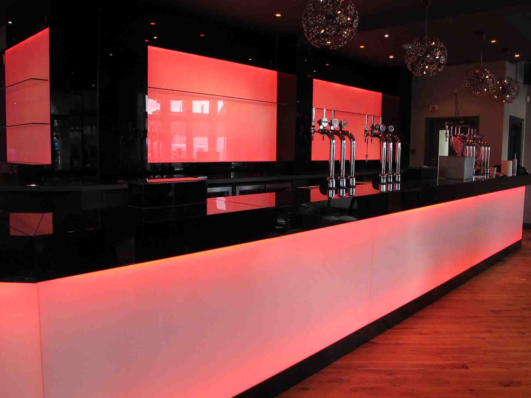 Illuminated red splashback Glass bar splashback, glass wall panel Glass360 Specialist and
