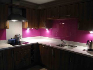 Lipstick Pink Glass splashbacks for kitchens