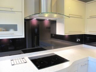 black glass splashback made to measure
