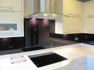 black glass splashback made to measure