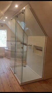 Under sloping roof made to measure shower enclosures