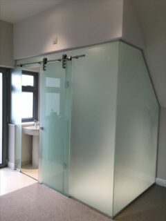 frosted glass loft shower enclosure