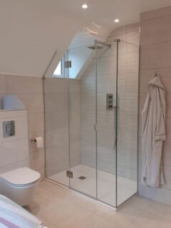 thin sloping ceiling shower enclosure